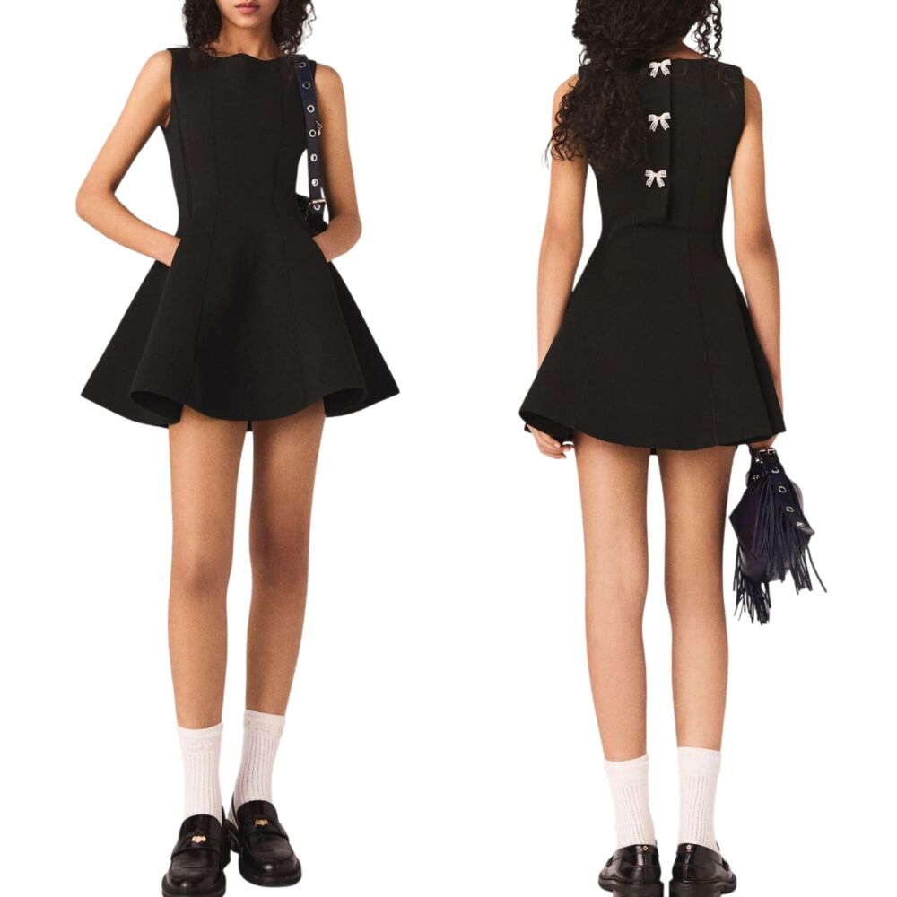 NWT Maje Skater Dress with Embellished Back Bows - Size  - Size FR 36 / US Small
